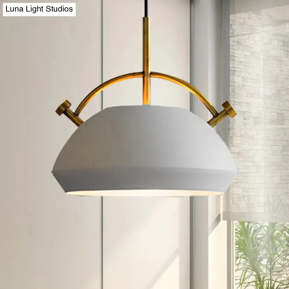 Retro Dome Shade Hanging Ceiling Light - Stylish Metal Pendant Lamp for Table - 10"/11"/13" Width - Black/White - 1 Bulb