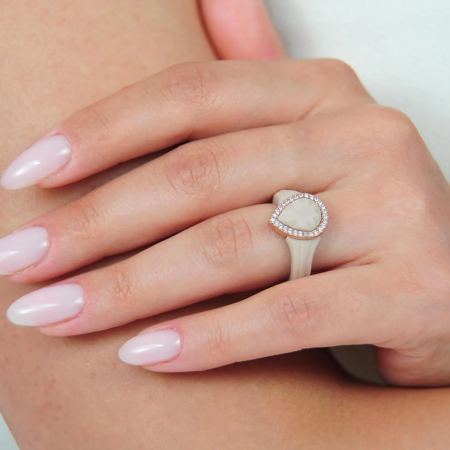 Rinfit Womens Silicone Wedding Ring - Anniversary Ring Women - Promise Rings for Her with Pear Metal Frame & Cubic Zirconia Stones - Patented Design