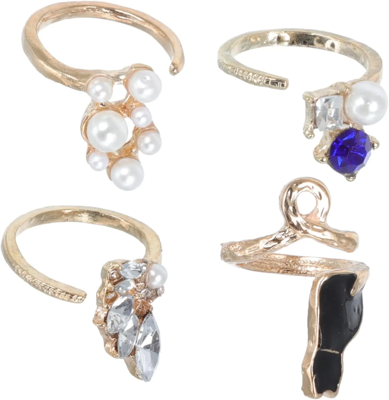 Ring Set 16pcs Cat Shape Knuckle Rings Pearl Adorable Jewelry Sets for Party Bar