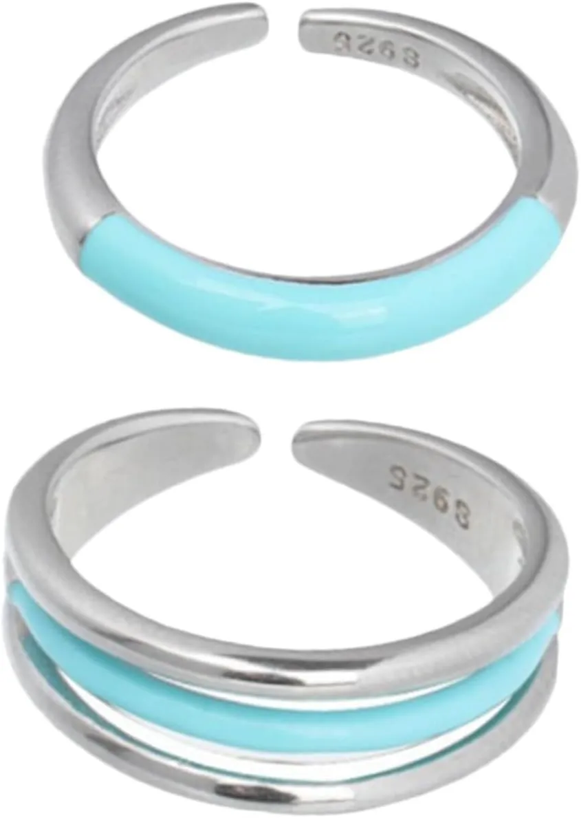 Ring Set 2pcs Simple Open Adjustable Rings Jewelry Valentine's Day Present