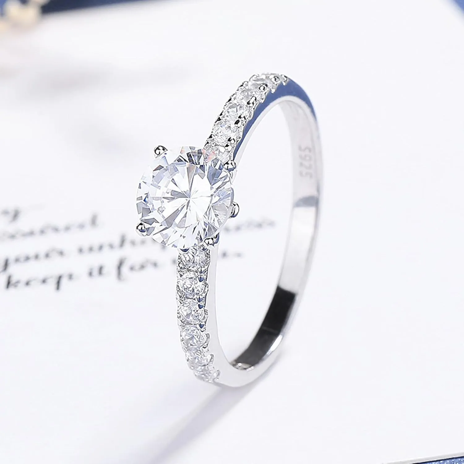 Roe Dolph Cubic Zirconia Engagement Rings for Women Non Tarnish Silver Plated Fake Engagement Ring Halo Travel Wedding Bands Ring Set for Couples Promise Rings Wedding Jewelry for Brides Wedding