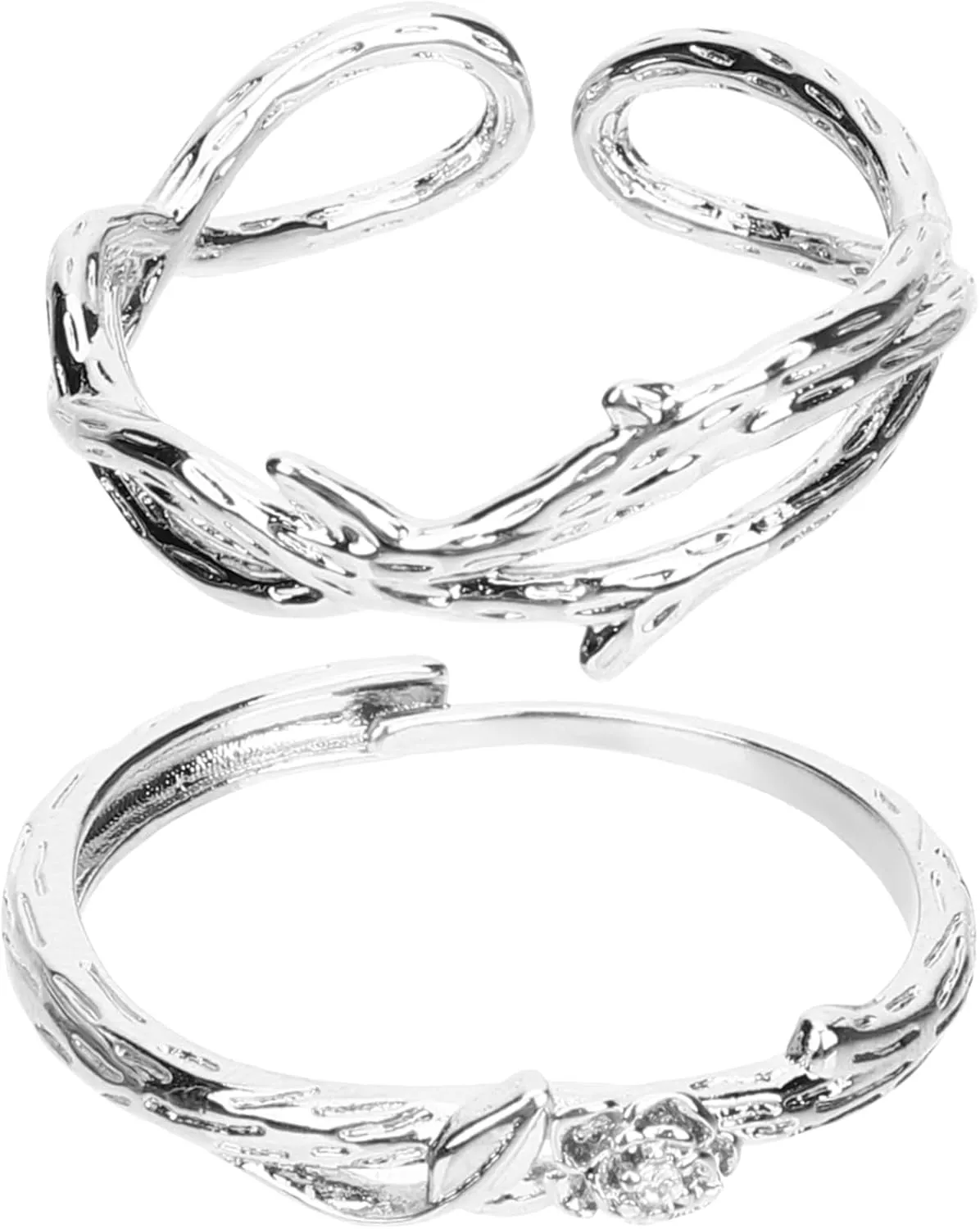 Rose Flower Ring Set for Couples Matching Engagement Ring Thorn Rose Couples Jewelry for Valentine's Day Present Promise Ring