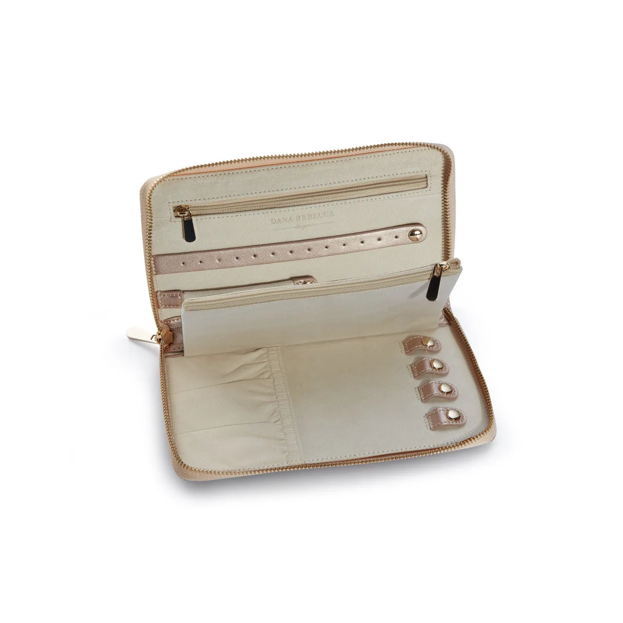 Rose Gold Travel Jewelry Zip Case