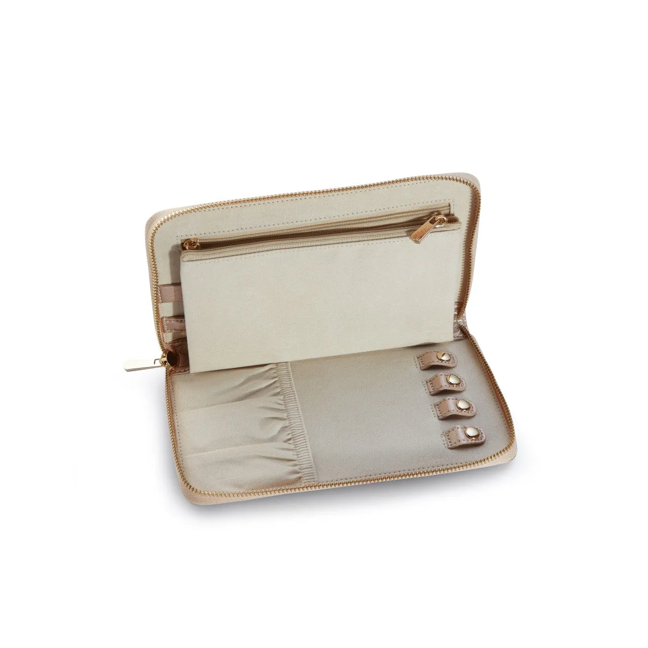Rose Gold Travel Jewelry Zip Case