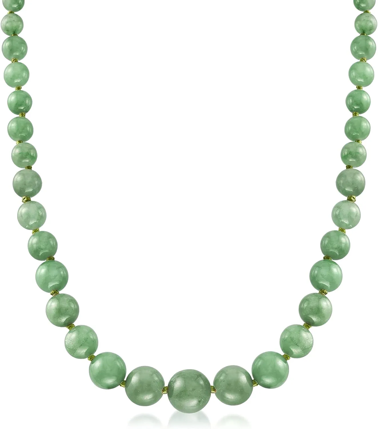 Ross-Simons 6-13mm Jade Bead Graduated Necklace With 14kt Yellow Gold