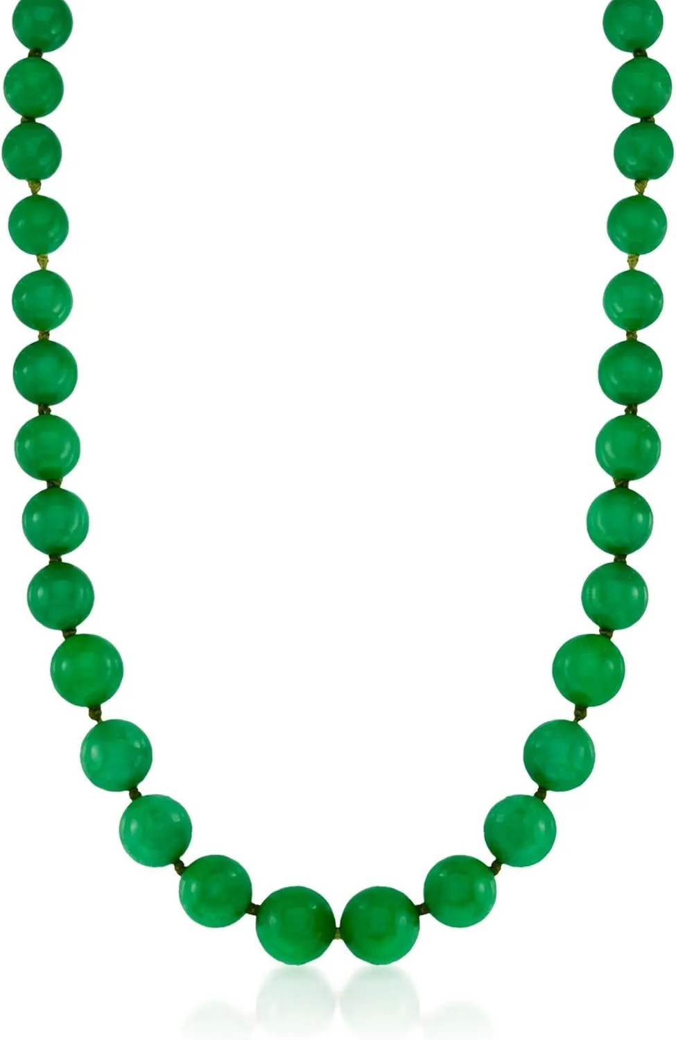 Ross-Simons 7-14mm Jade Bead Graduated Necklace With 14kt Yellow Gold