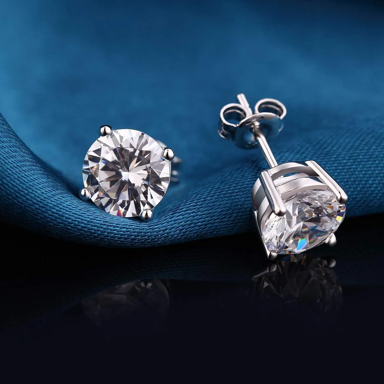 Round CZ Diamond Stud Earrings Women/Men 925 Sterling Silver Cubic Zirconia Stud Earrings Hypoallergenic Men Diamond Earrings 3MM-8MM
