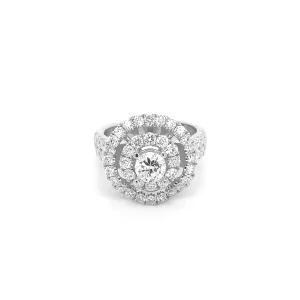 Round Layer Diamond White Gold Ring R012N