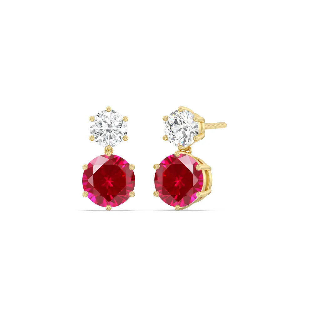 Ruby and Diamond Duo Stud Earrings