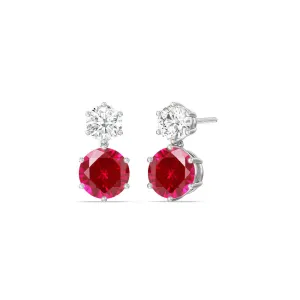 Ruby and Diamond Duo Stud Earrings