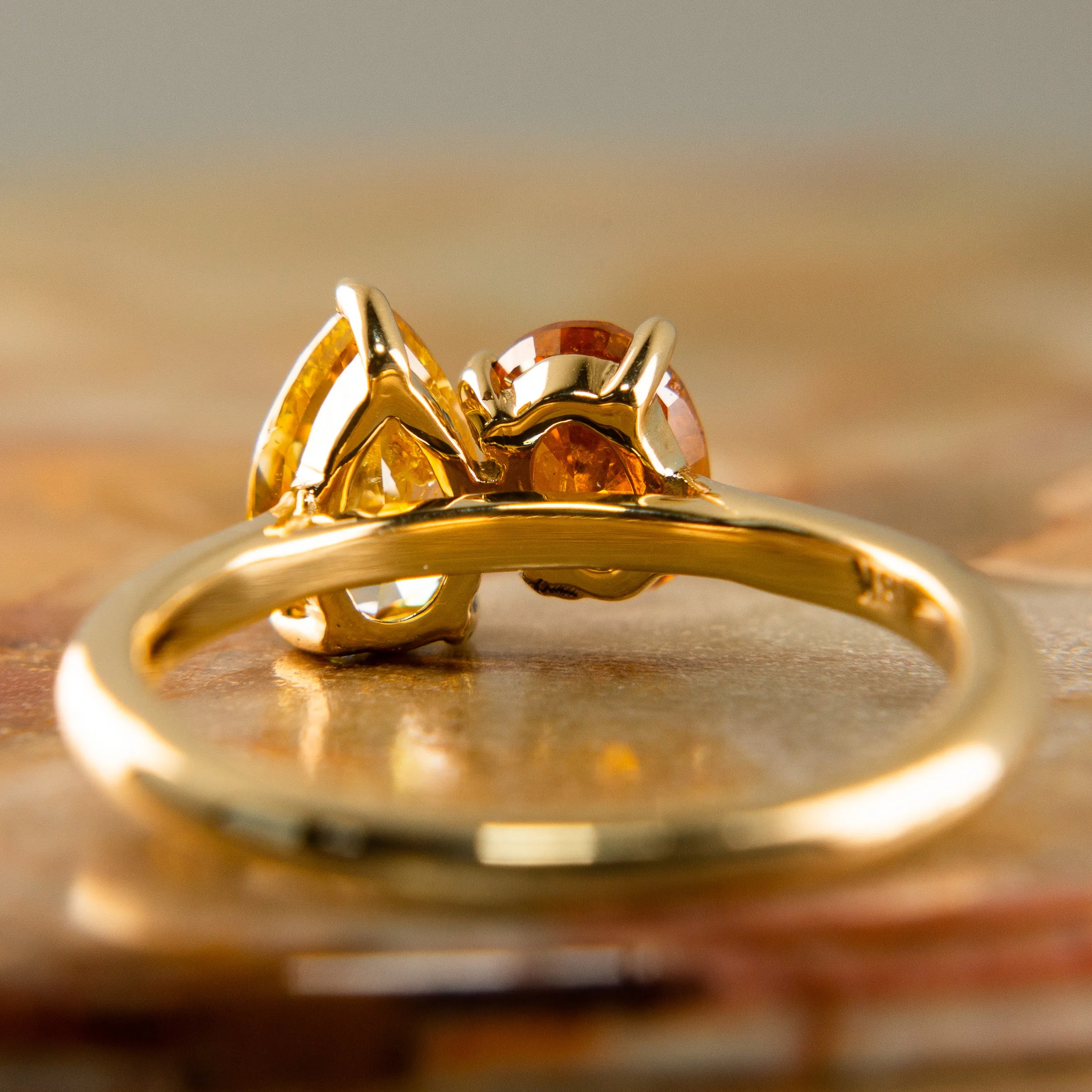 Rustic Diamond Toi et Moi Ring in 14k Gold