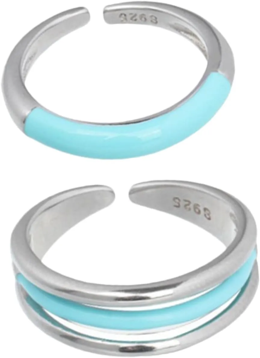 S925 Silver Ring Set Fashion Jewelry Adjustable Ring for Birthday Present