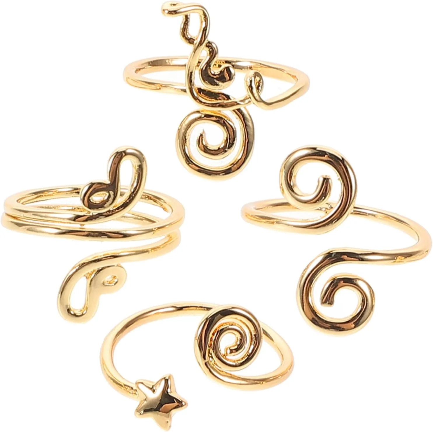 SAFIGLE 4pcs Toe Rings Set Adjustable Handmade Zircon Open Toe Ring Foot Jewelry for Summer Beach Stylish Footwear Accessory