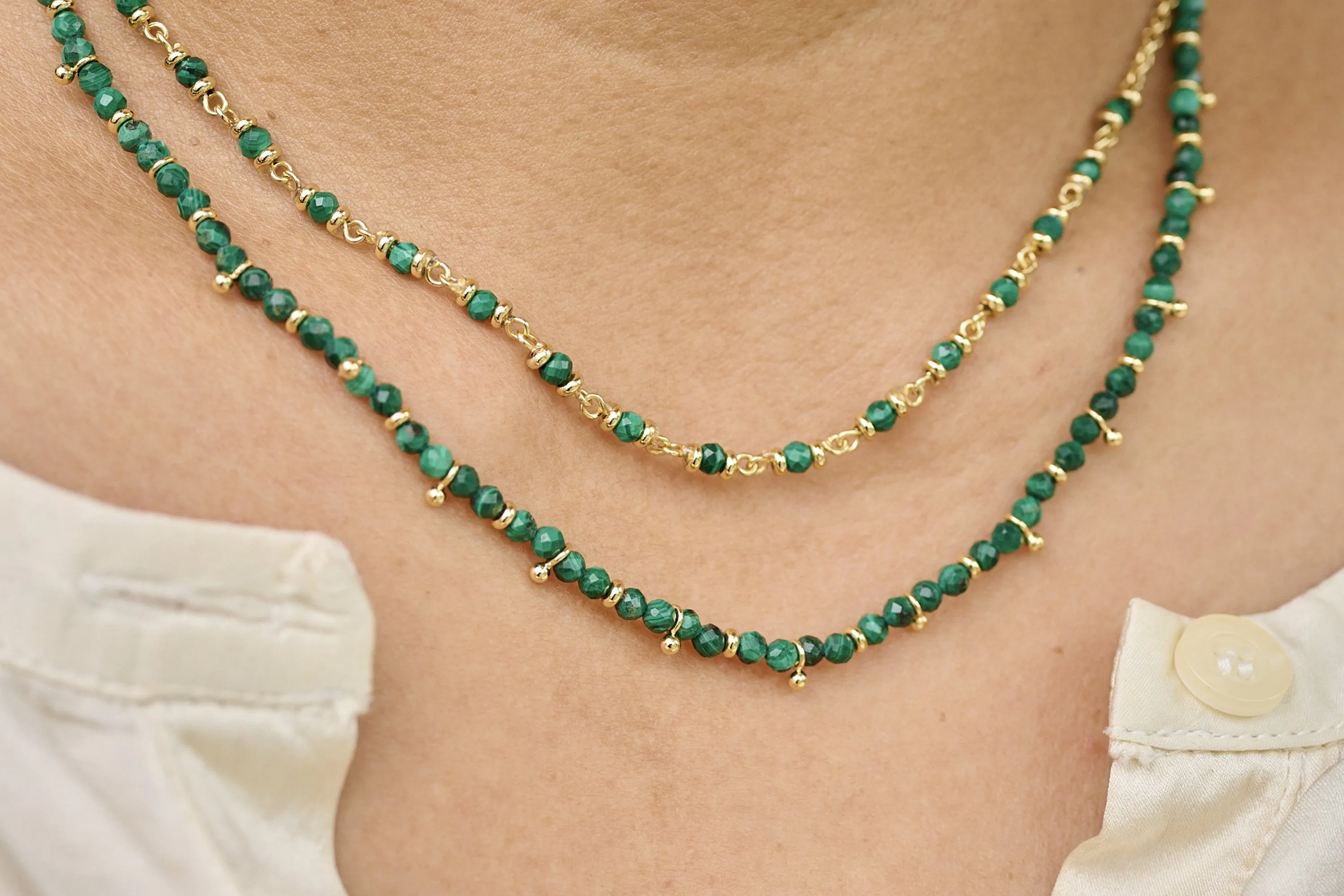 Salus Malachite Gemstone Gold Necklace