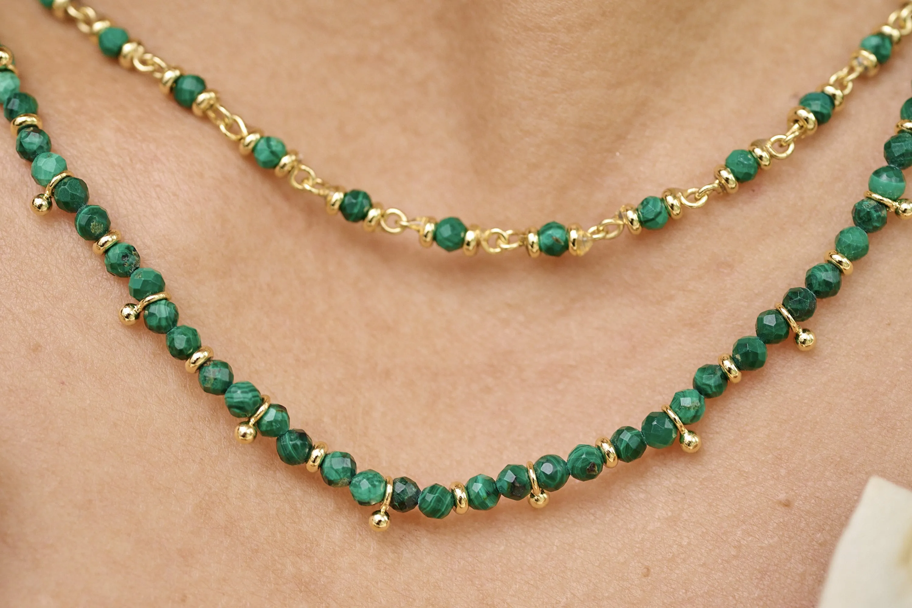 Salus Malachite Gemstone Gold Necklace