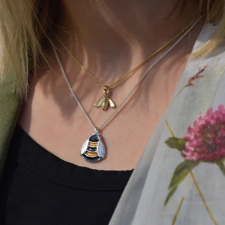 Sheila Fleet Bumblebee Enamel Dress Pendant in Yellow and Black Enamel (EPX273-YELBK)