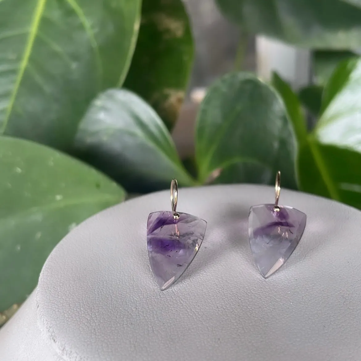 Shield Trapiche amethyst earrings