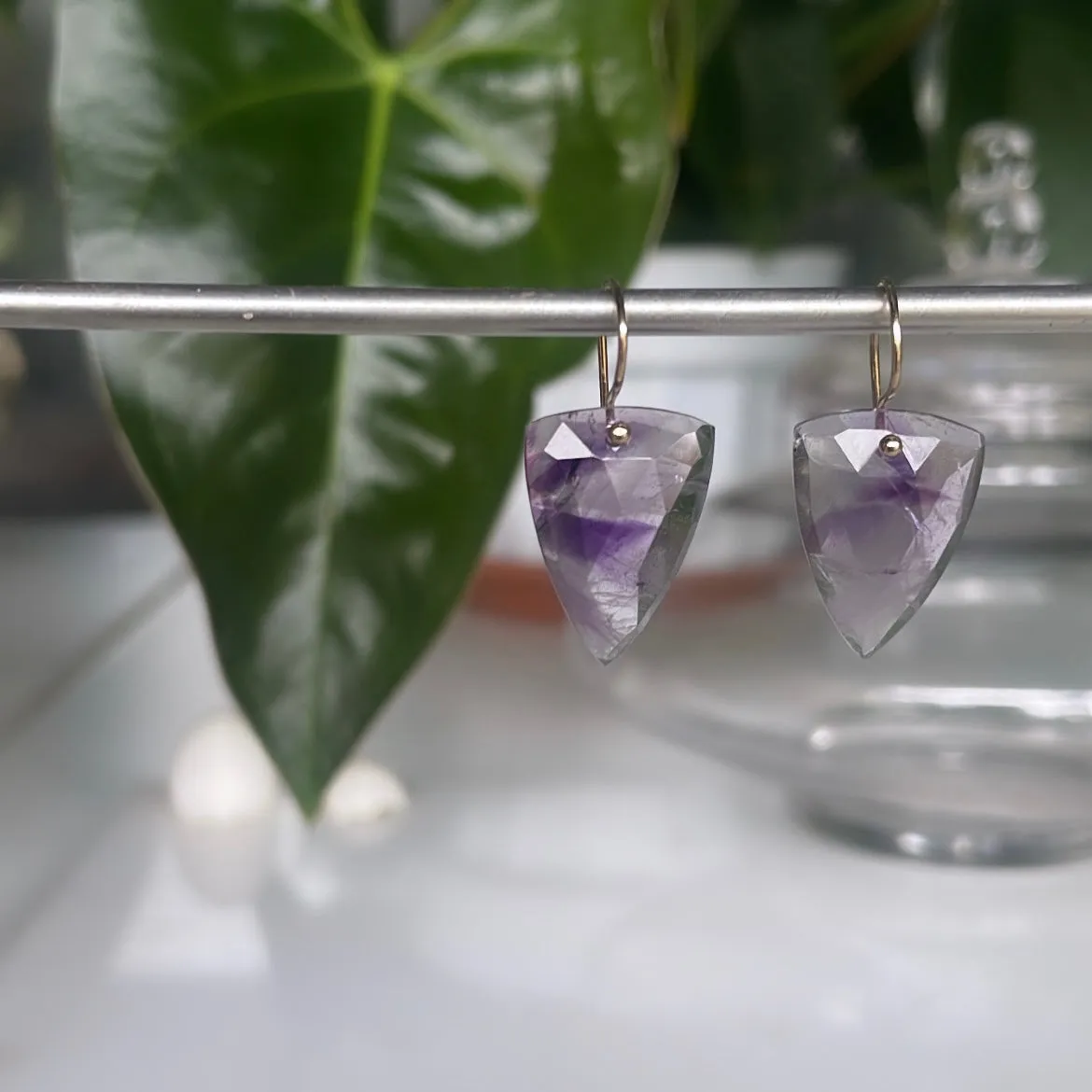 Shield Trapiche amethyst earrings