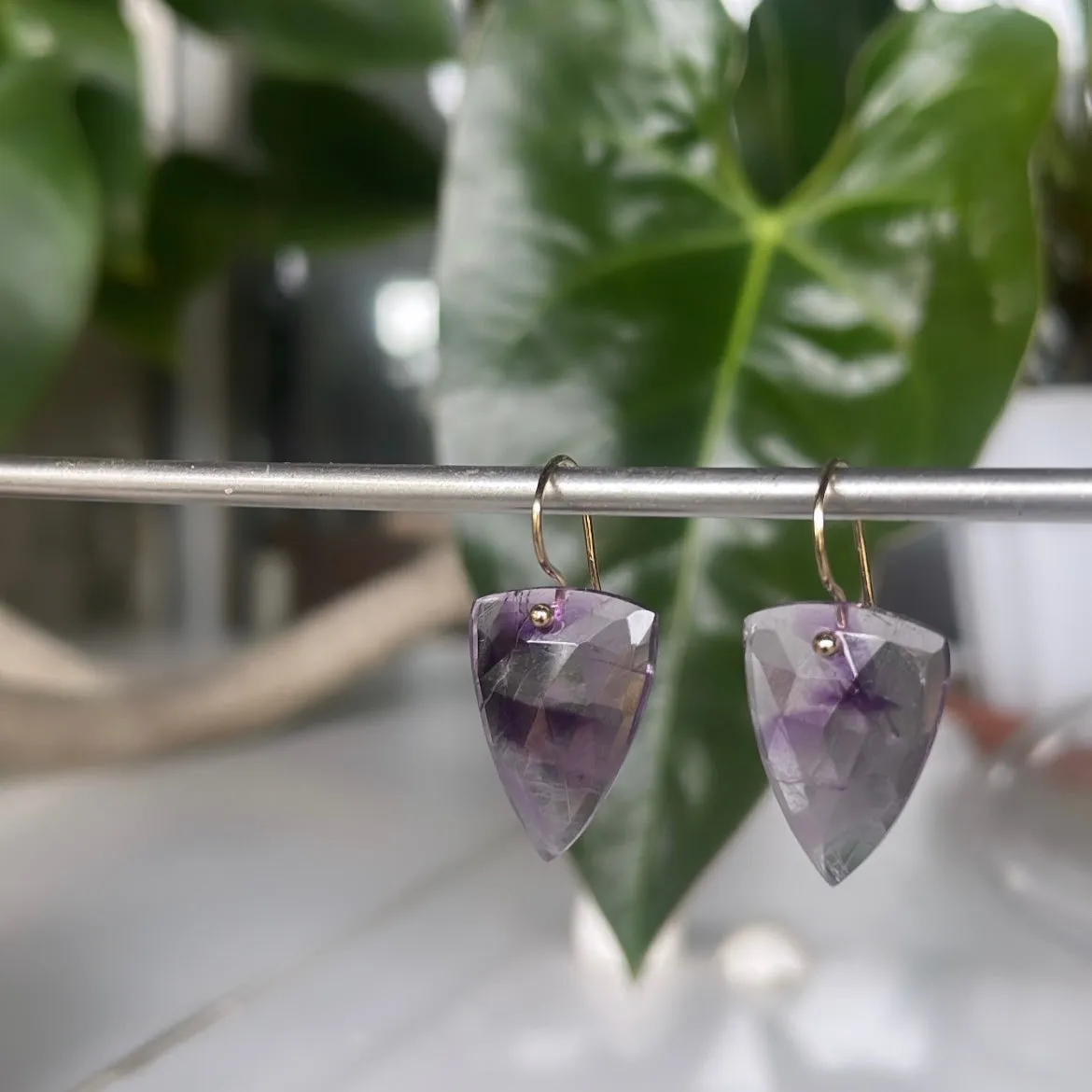 Shield Trapiche amethyst earrings