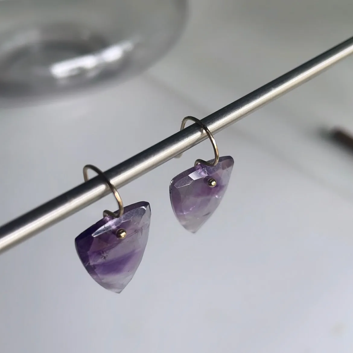 Shield Trapiche amethyst earrings