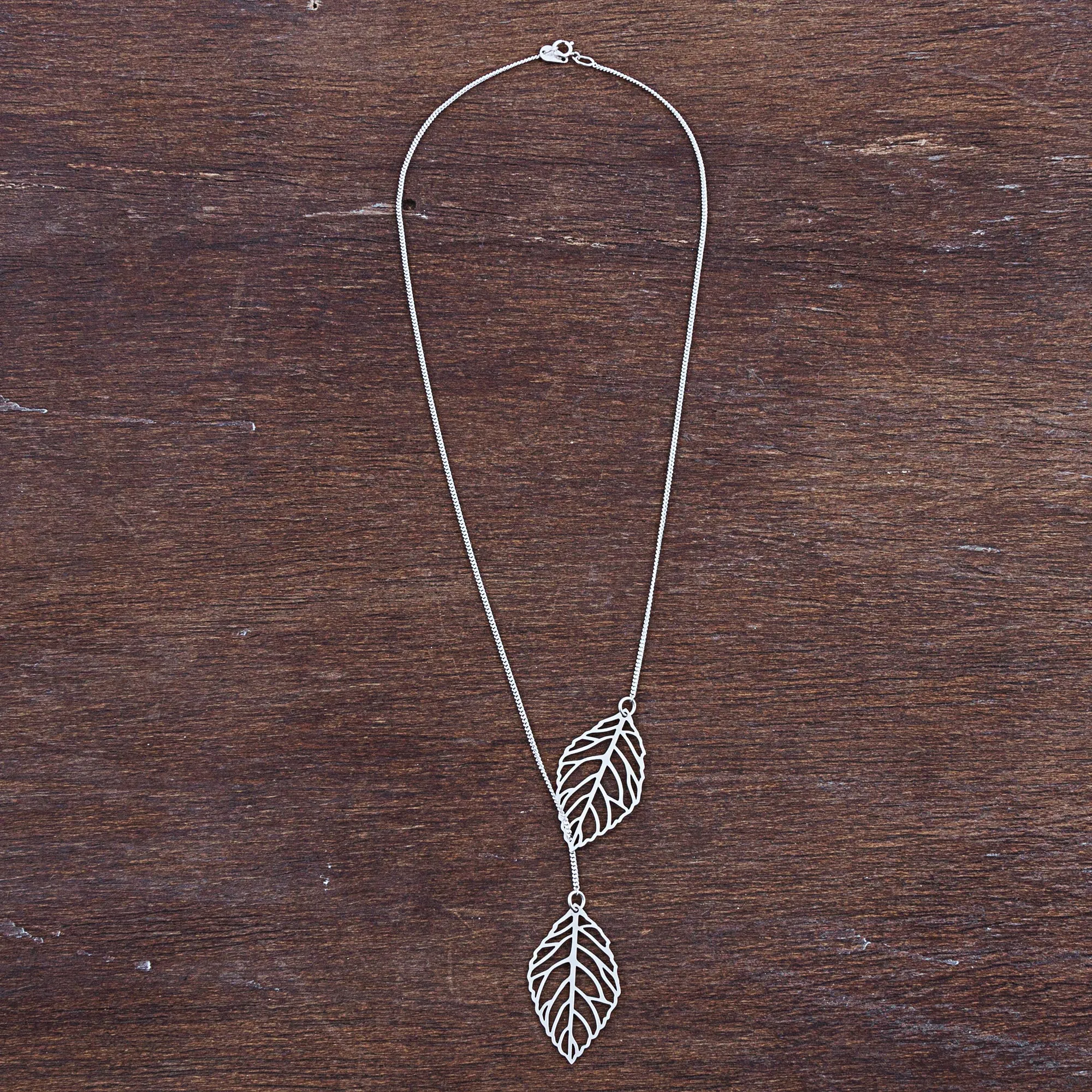 Shining Leaves Sterling Silver Pendant Necklace Leaves from Peru