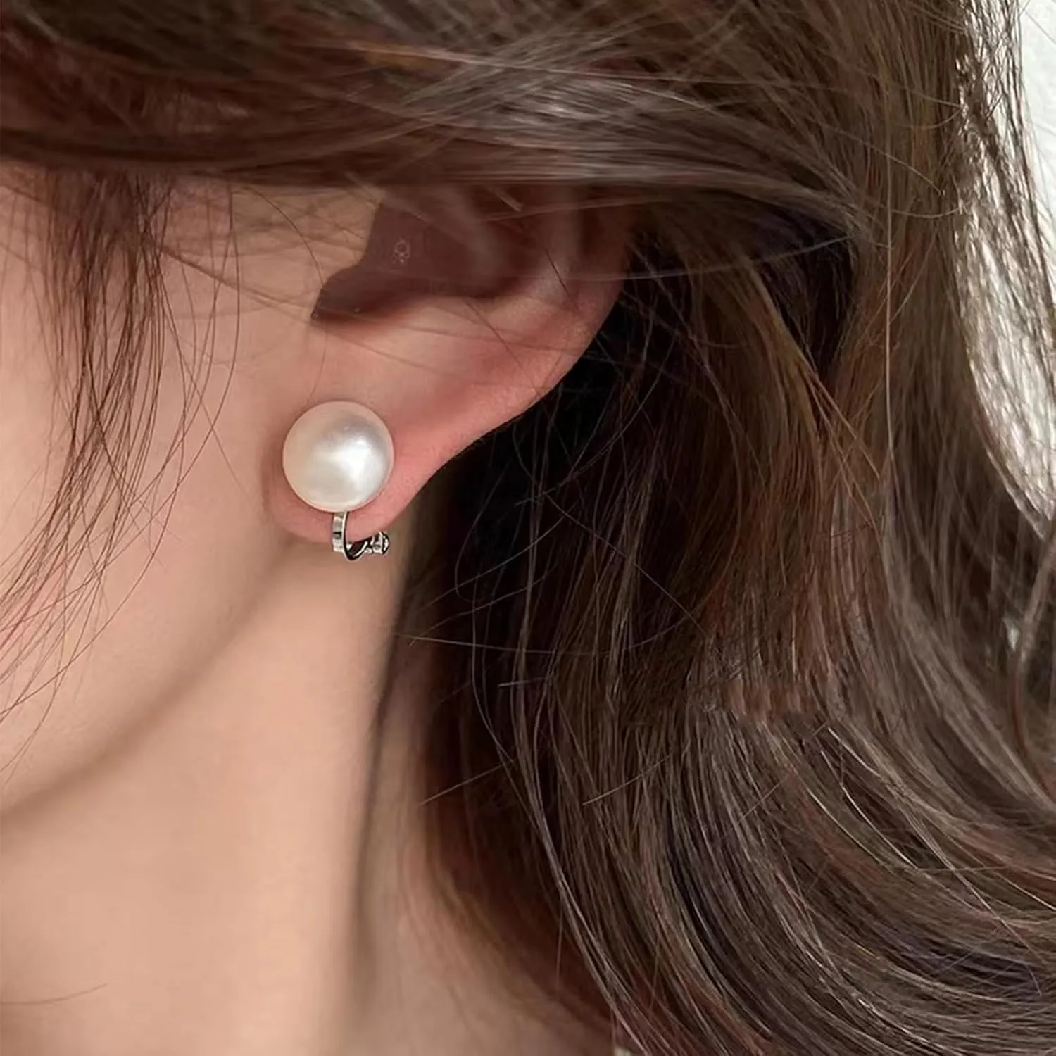 Silver Clip On Cubic Earrings Zirconia Crystal Clip On Stud Earrings Round Non Pierced Earrings for Women