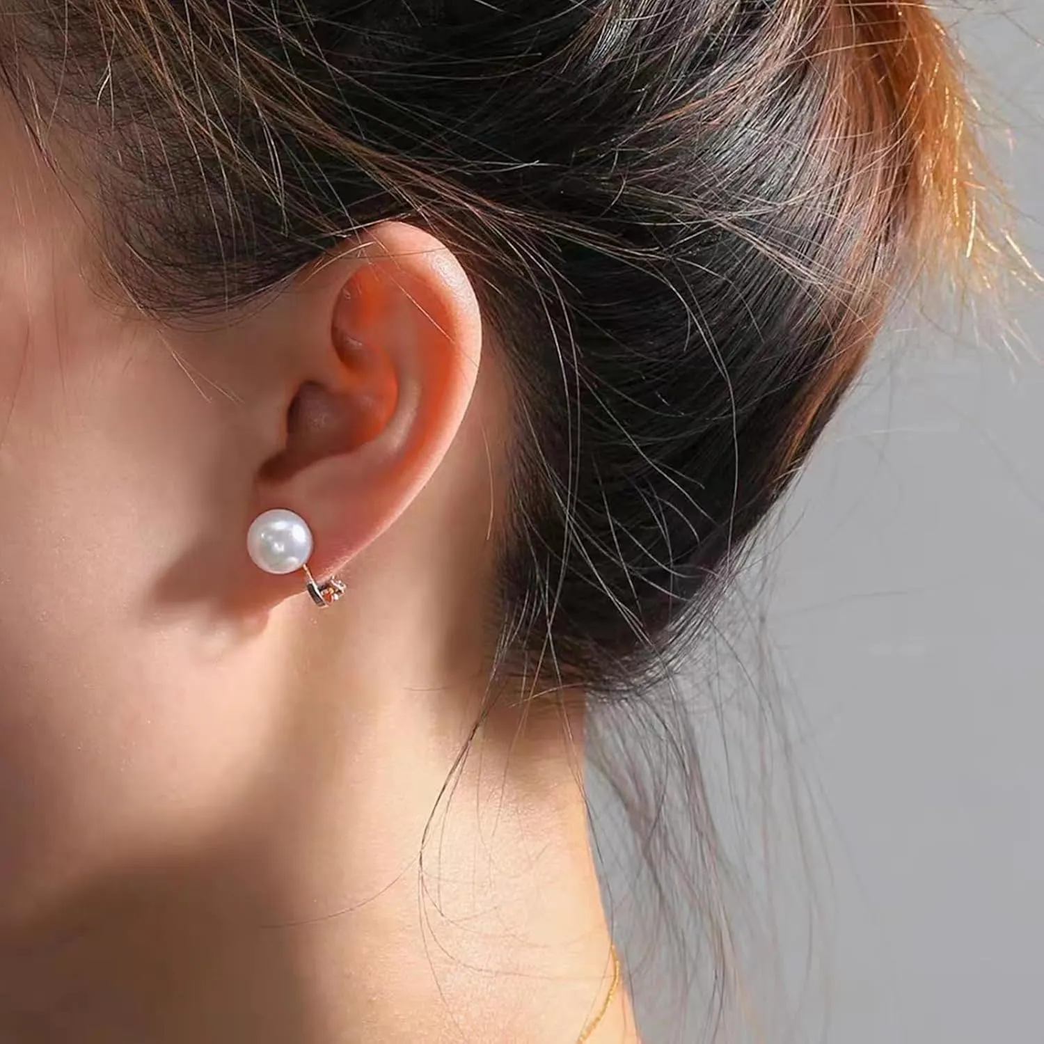 Silver Clip On Cubic Earrings Zirconia Crystal Clip On Stud Earrings Round Non Pierced Earrings for Women