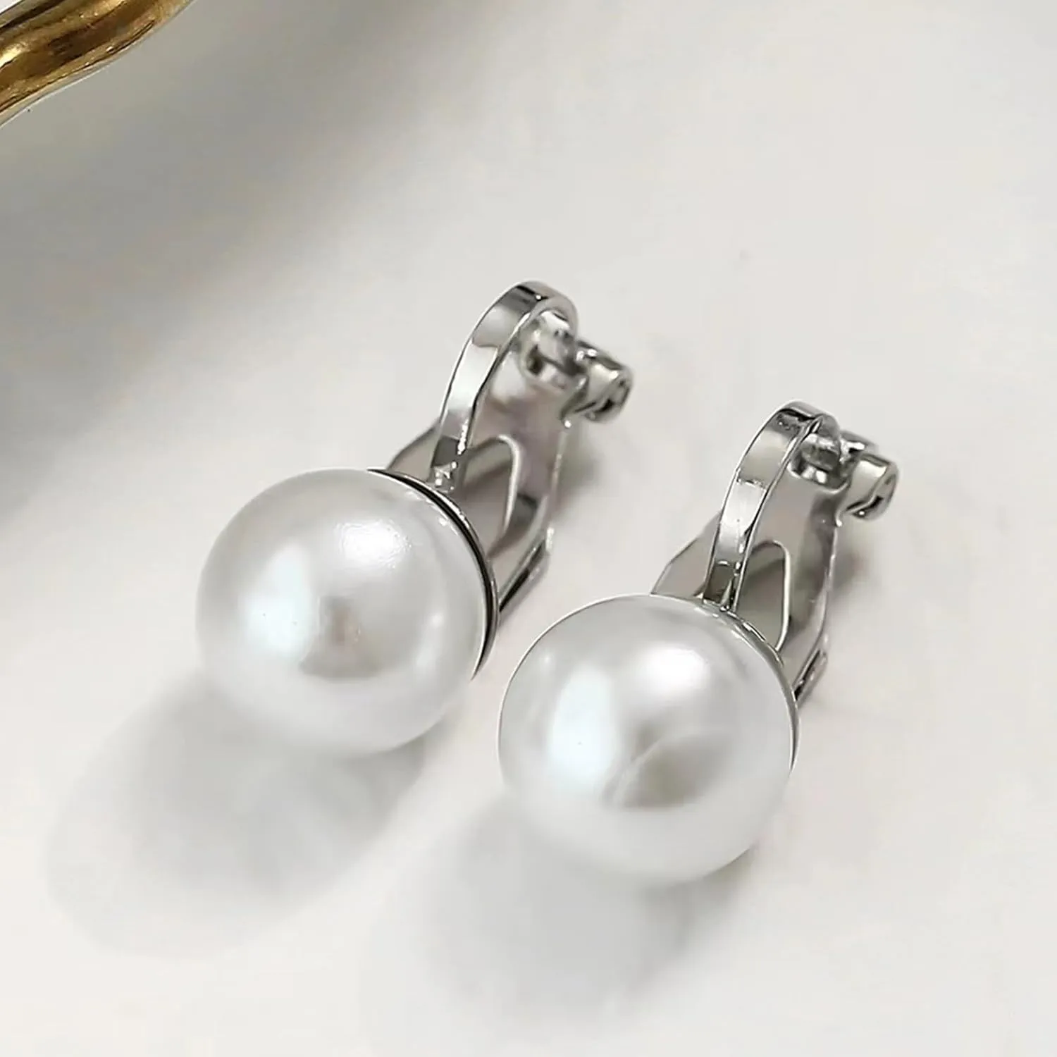 Silver Clip On Cubic Earrings Zirconia Crystal Clip On Stud Earrings Round Non Pierced Earrings for Women