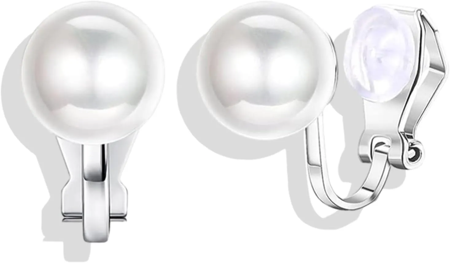 Silver Clip On Cubic Earrings Zirconia Crystal Clip On Stud Earrings Round Non Pierced Earrings for Women