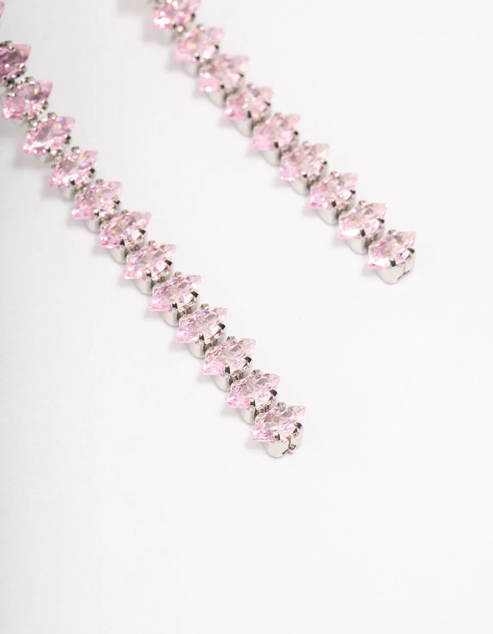 Silver Cubic Zirconia Marquise Square Drop Earrings