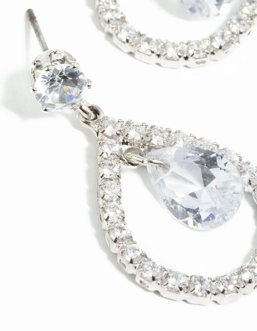 Silver Cubic Zirconia Pear Earrings
