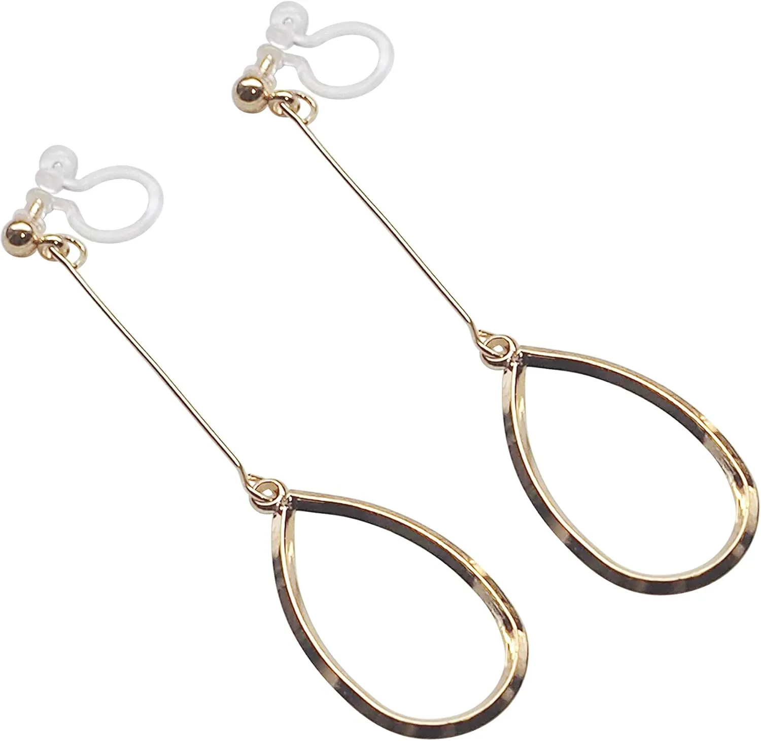 Silver Dangle Invisible Clip On Earrings for Women Not Pierced Comfortable Gold Long Chain Triangle Fringe Hoop Clip On Earrings Miyabi Grace
