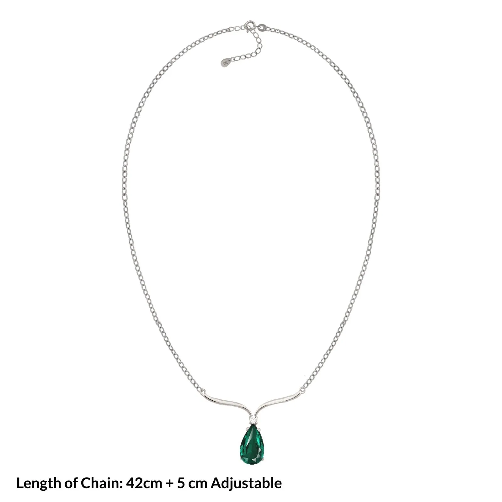 Silver Emerald Vine Drop Necklace