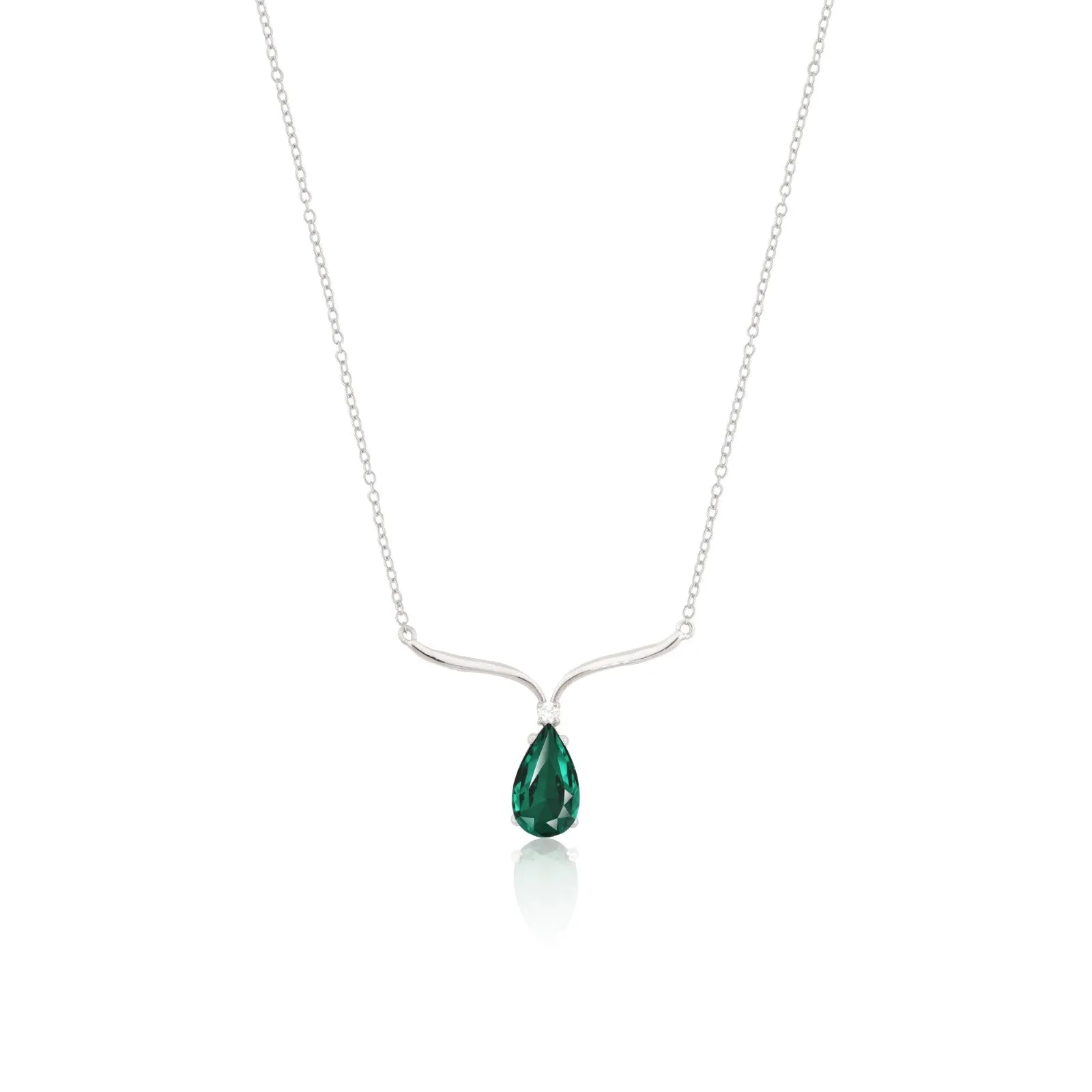 Silver Emerald Vine Drop Necklace