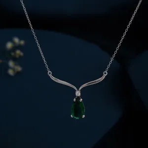 Silver Emerald Vine Drop Necklace