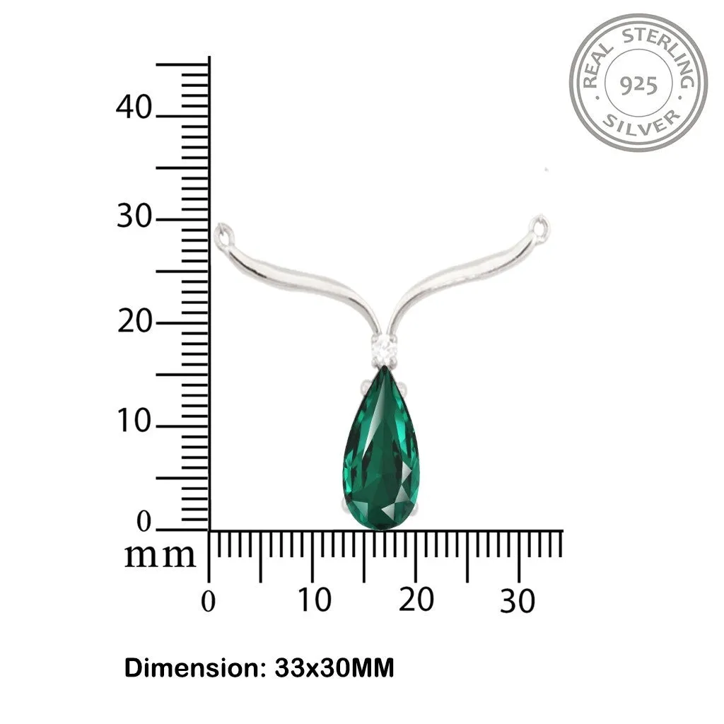 Silver Emerald Vine Drop Necklace