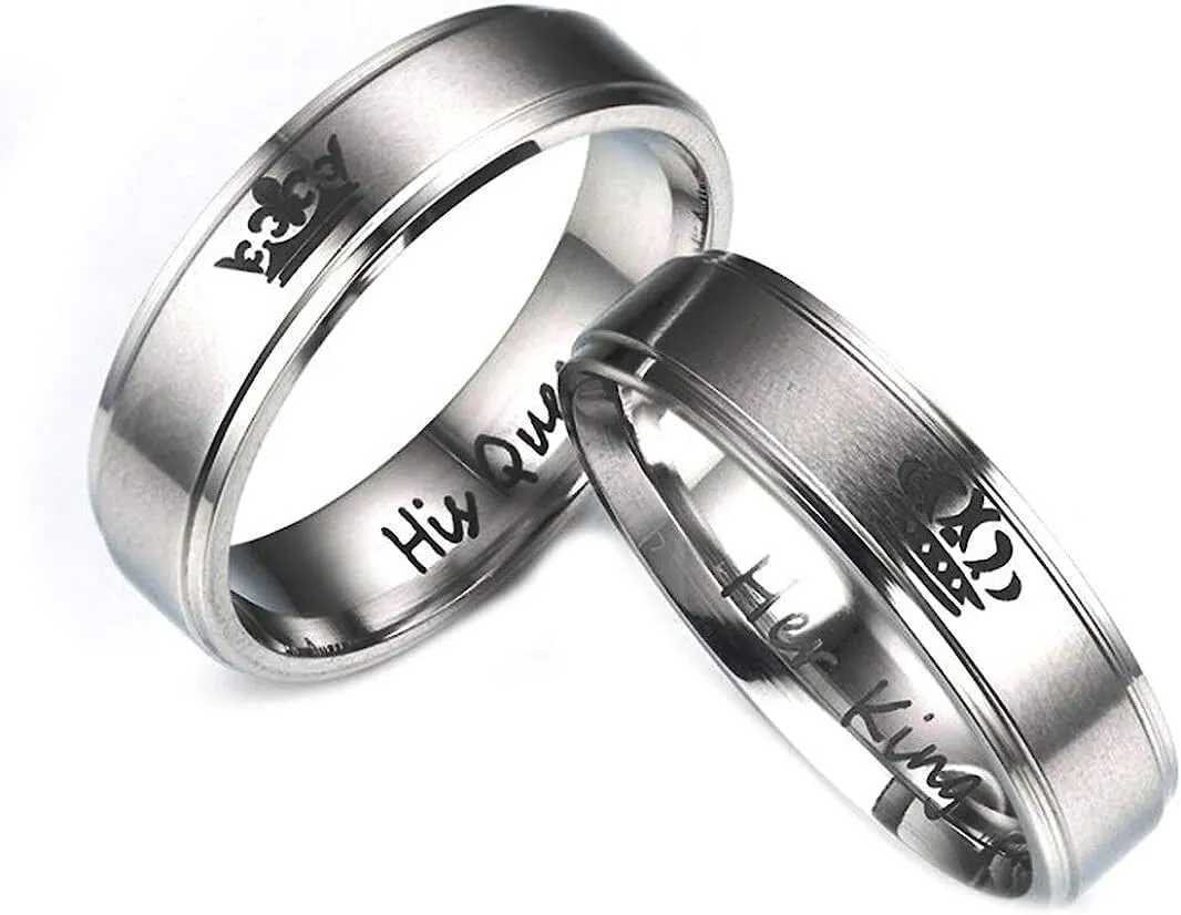 Silver Simple Open Adjustable RingsHug RingsLoose RingsEngagement Ring SetSterling Silver Adjustable Rings for Women, Her King His Queen Couple Rings Crown Her His Promise Rings Matching Engraved