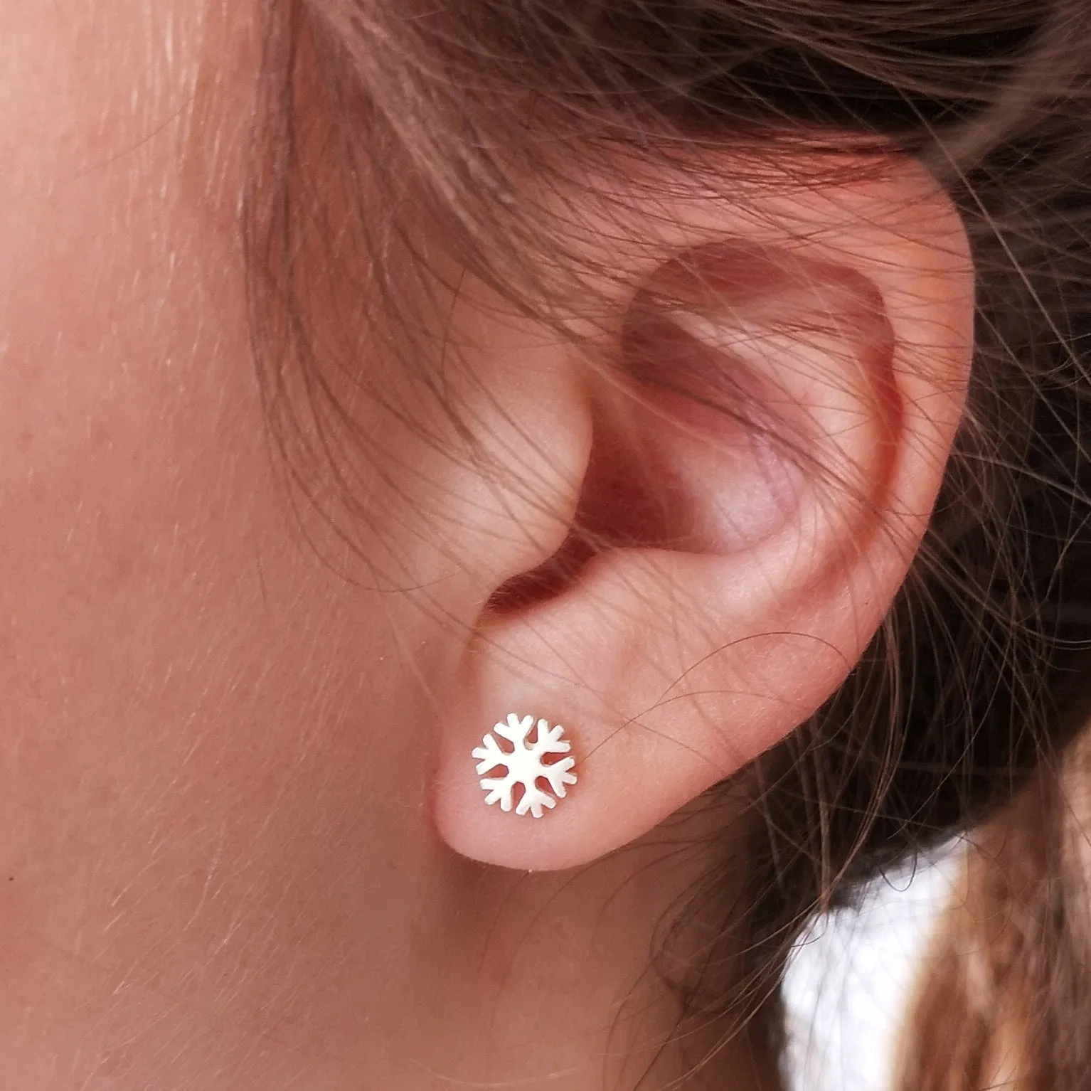 Silver Snowflake Stud Earrings