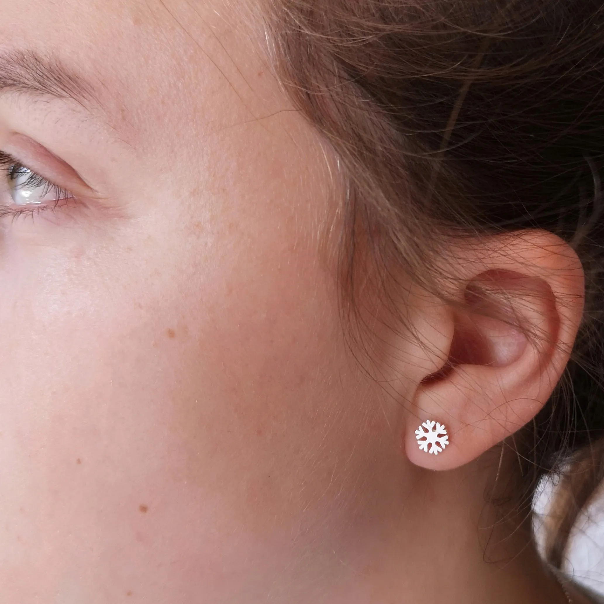 Silver Snowflake Stud Earrings