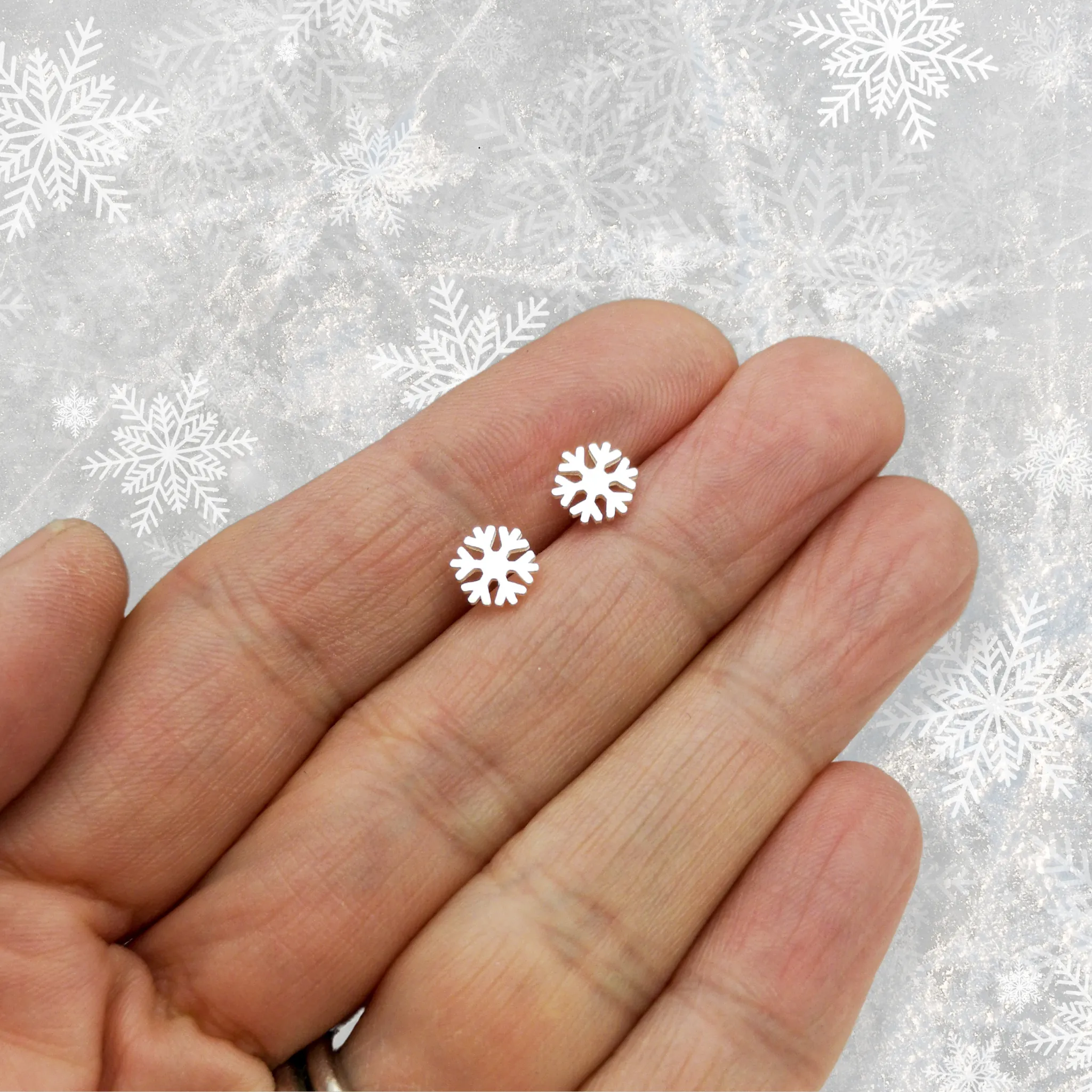 Silver Snowflake Stud Earrings