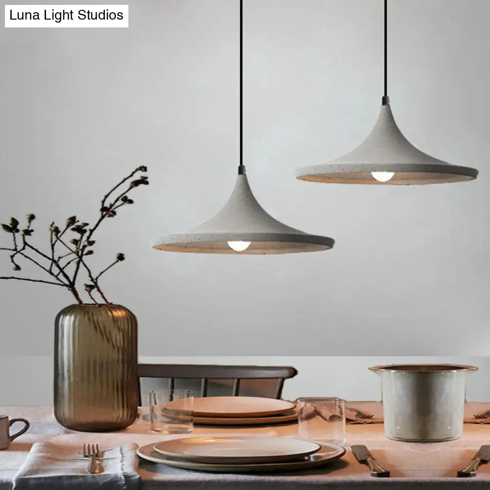Sleek Grey Cone Suspension Pendant Ceiling Light for Dining Room