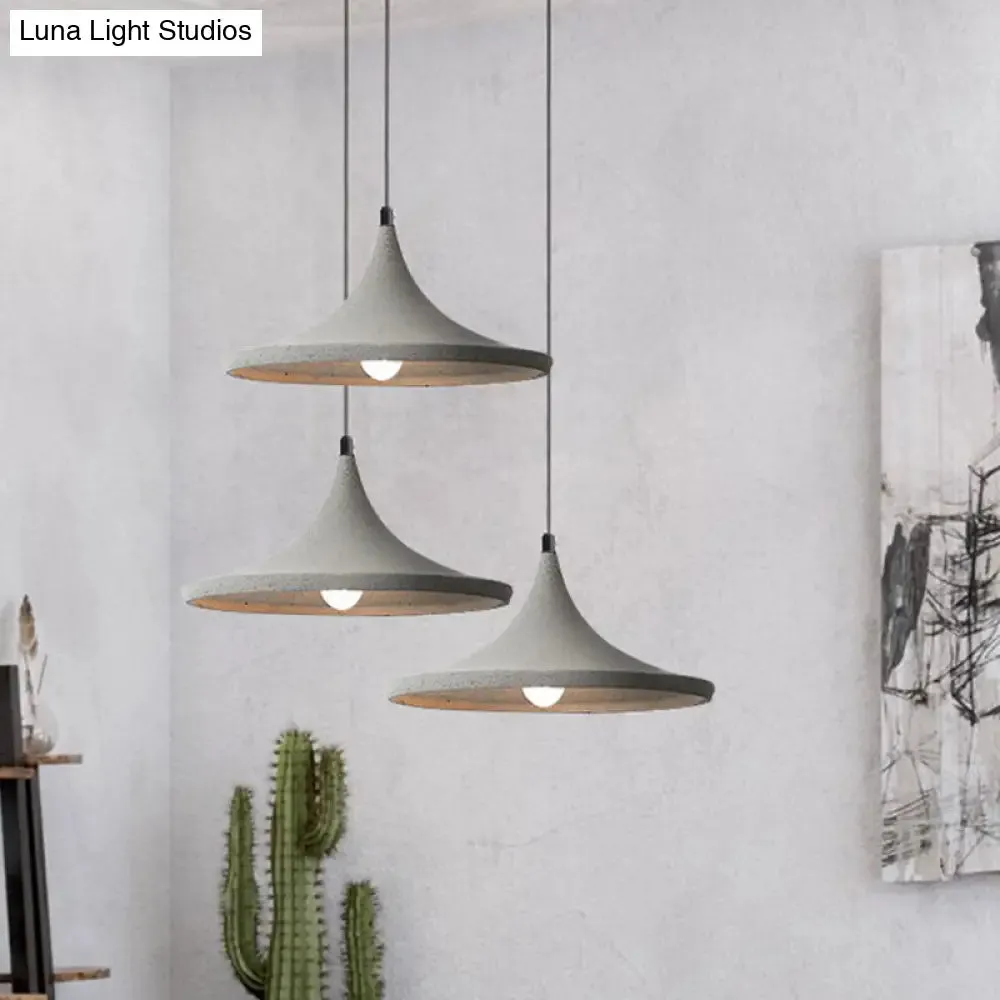 Sleek Grey Cone Suspension Pendant Ceiling Light for Dining Room