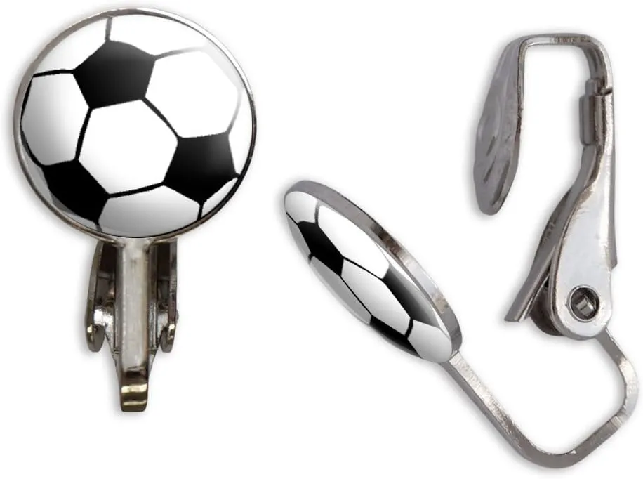 Soccer Ball Clip-On Stud Earrings