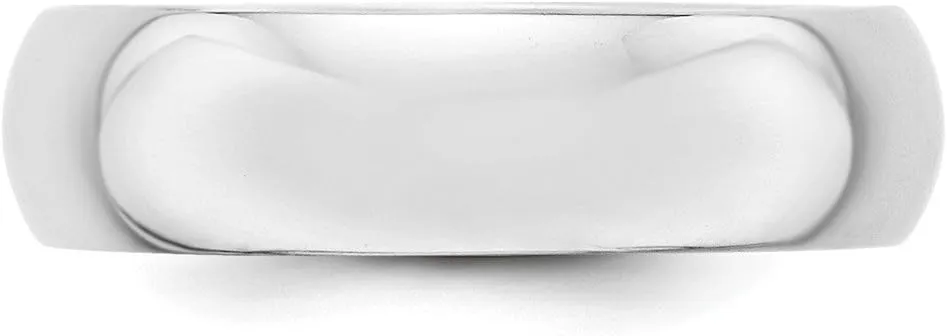 Solid 14k White Gold 6mm Plain Classic Dome Wedding Band Ring