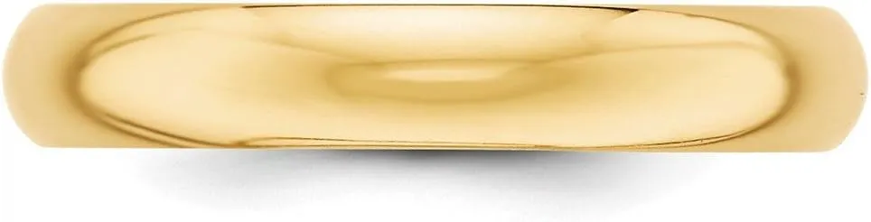 Solid 14k Yellow Gold 4mm Plain Classic Dome Wedding Band Ring