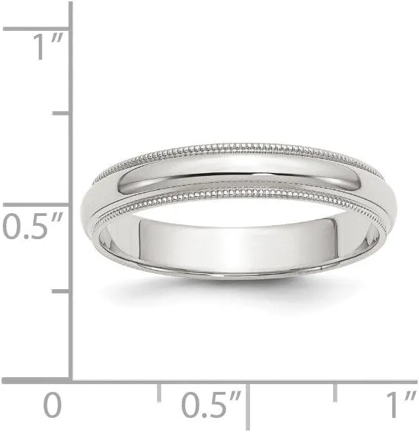 Solid 925 Sterling Silver 4mm Plain Classic Dome Milgrain Wedding Band Ring