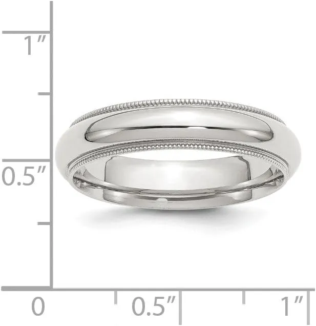 Solid 925 Sterling Silver 5mm Milgrain Comfort Fit Wedding Band Ring