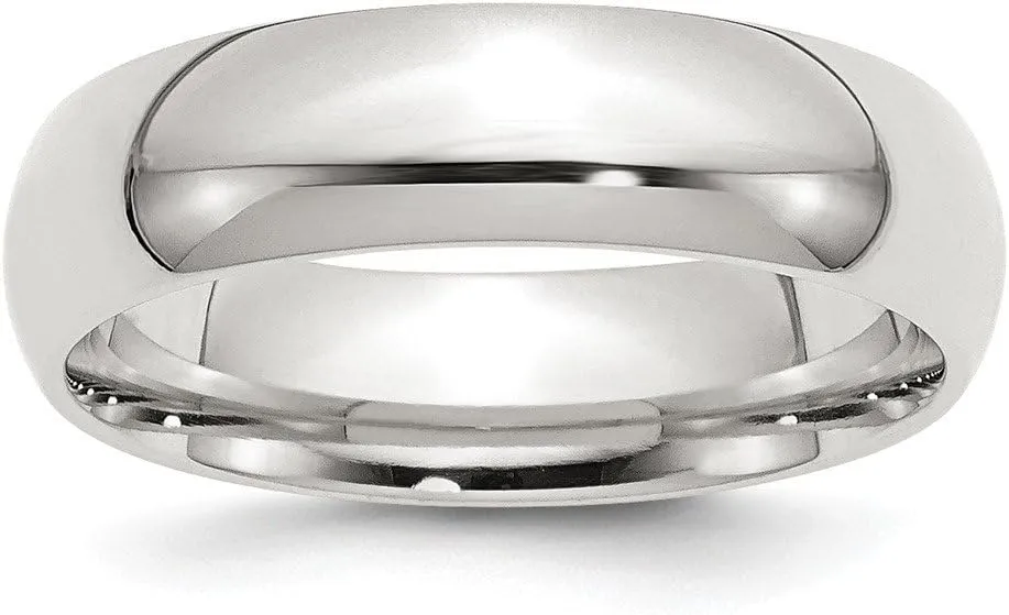 Solid 925 Sterling Silver 6mm Comfort Fit Plain Classic Wedding Band Ring