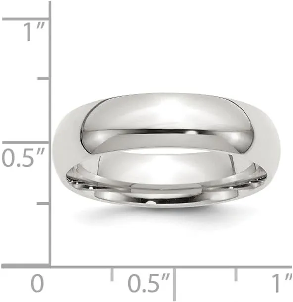 Solid 925 Sterling Silver 6mm Comfort Fit Plain Classic Wedding Band Ring