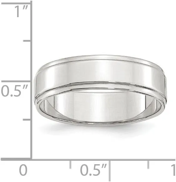 Solid 925 Sterling Silver 6mm Flat Step Edge Plain Classic Wedding Band Ring